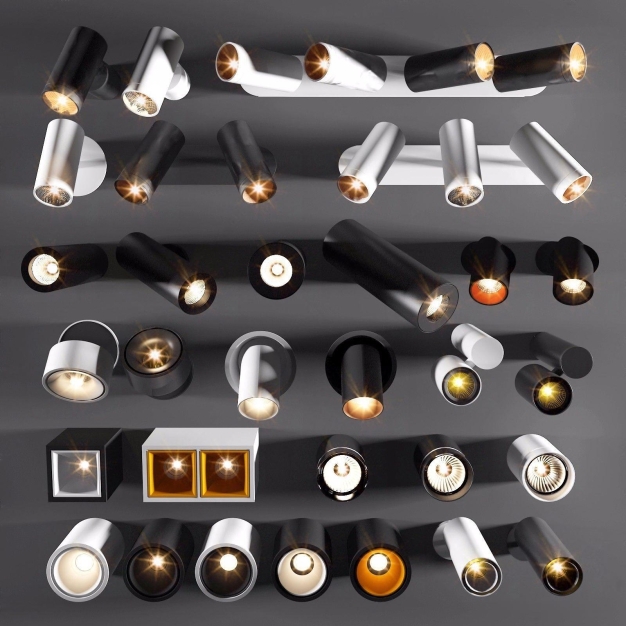 现代射灯筒灯组合3D模型
